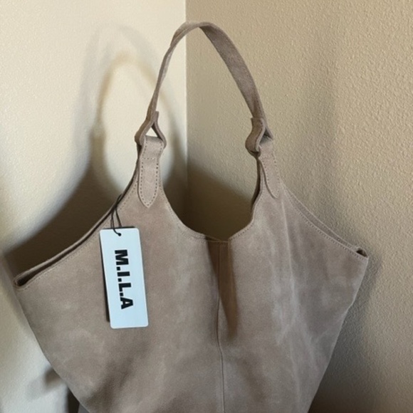 NWT M.I.L.A. Emma shoulder bag suede leather in sand color - Picture 9 of 9
